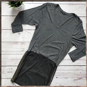 THEORY Color Block Grey Black Jersey Long Sleeve Zip Dress, sz S